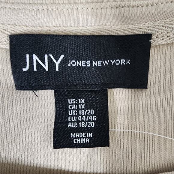 Jones New York Womens Pullover Cozy Top Size 1X Front Pockets 3/4 Sleeve Beige - Picture 7 of 8